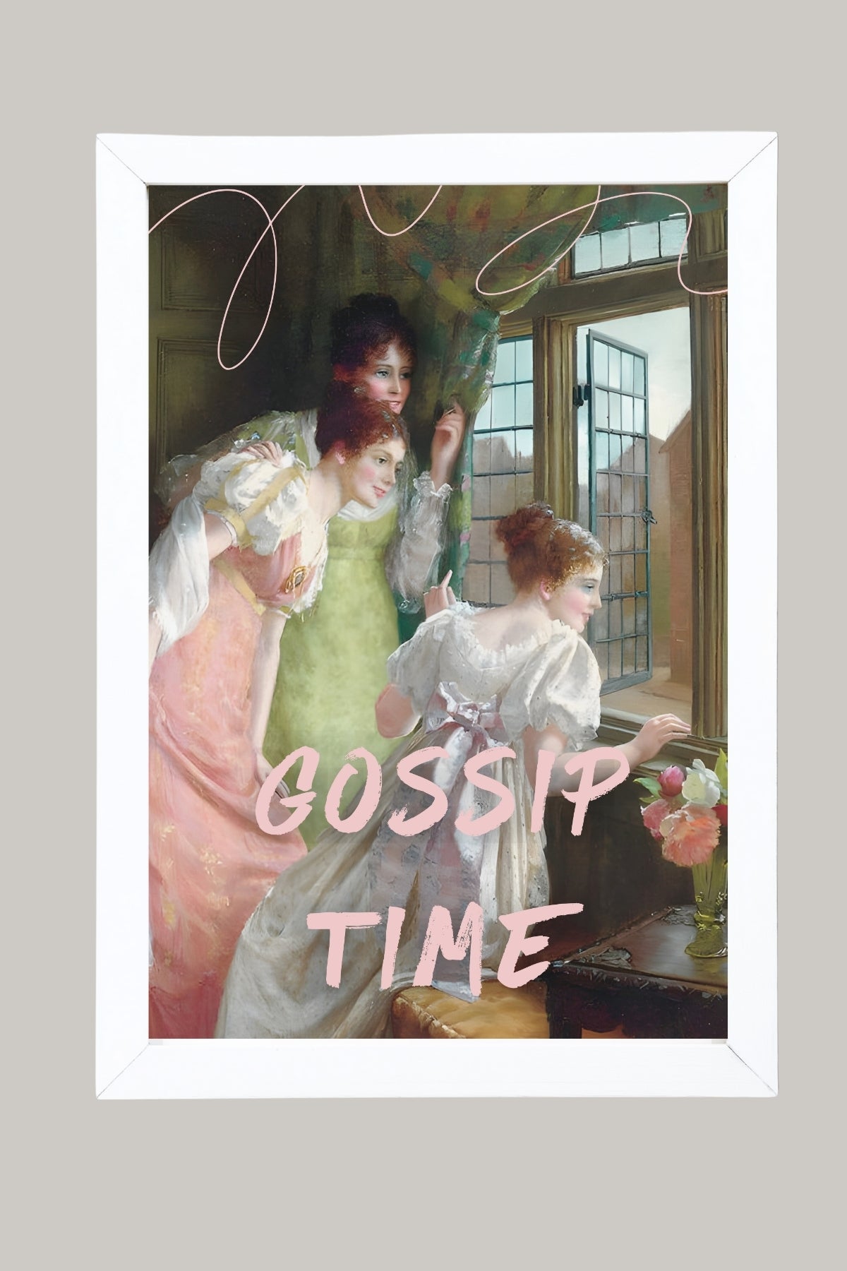 Gossip Time Wall Art Print — Playful Friends Quote Poster