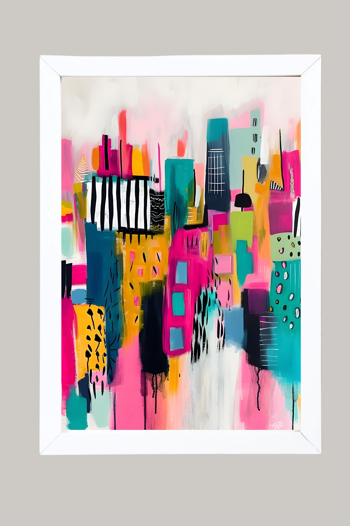 Neon Cityscape Wall Art Print — Urban Skyline Poster
