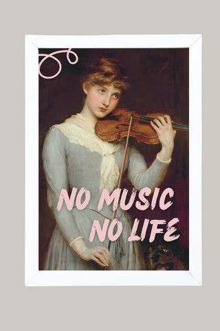 No Music No Life Wall Art Print — Music Lover Quote Poster