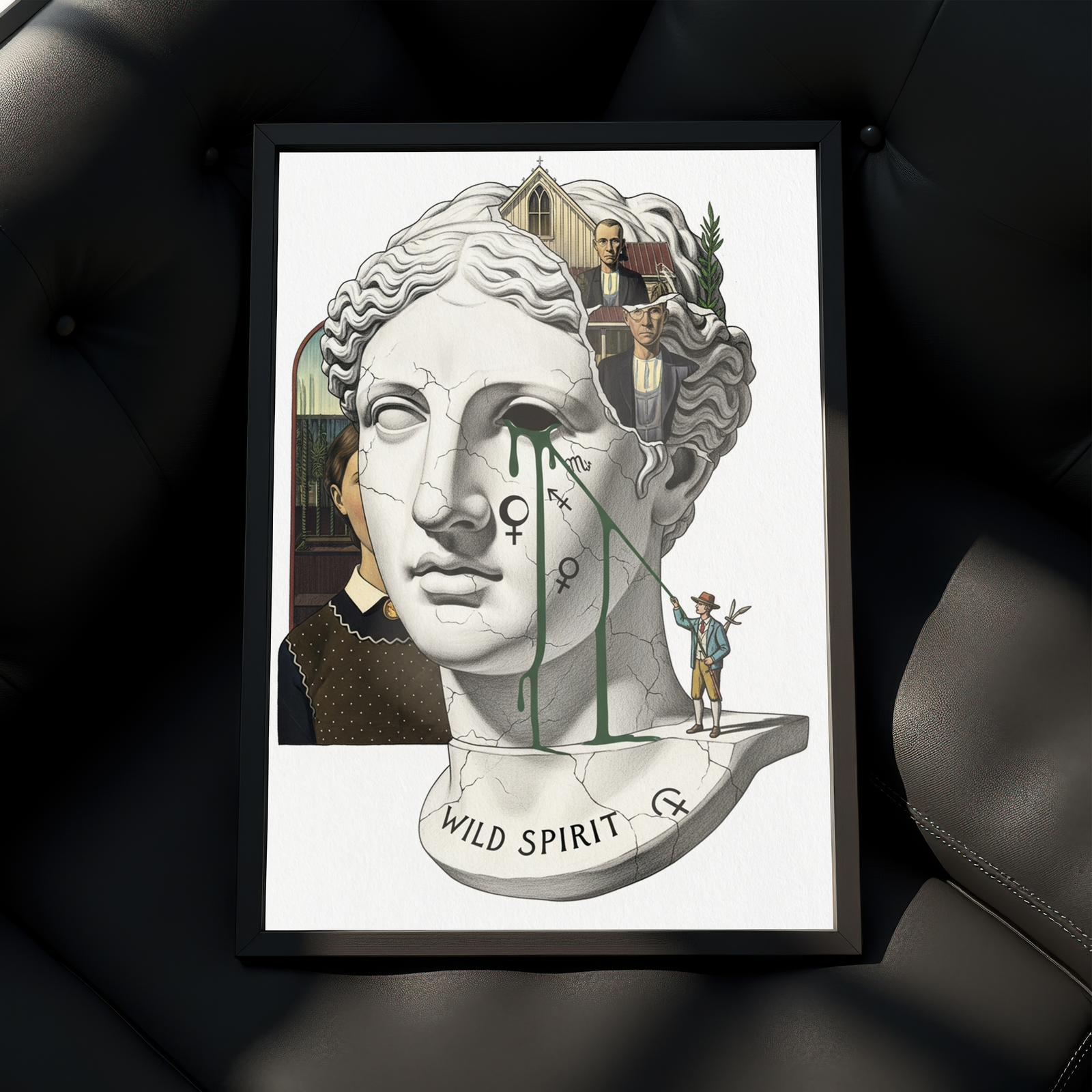 Wild Spirit American Gothic — Surreal Grant Wood Wall Art Print