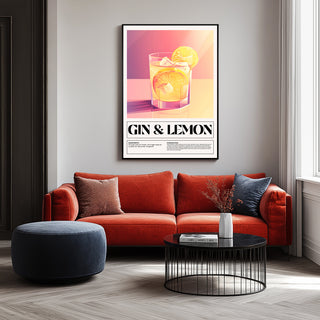 Gin & Lemon Wall Art Print — Classic Cocktail Poster