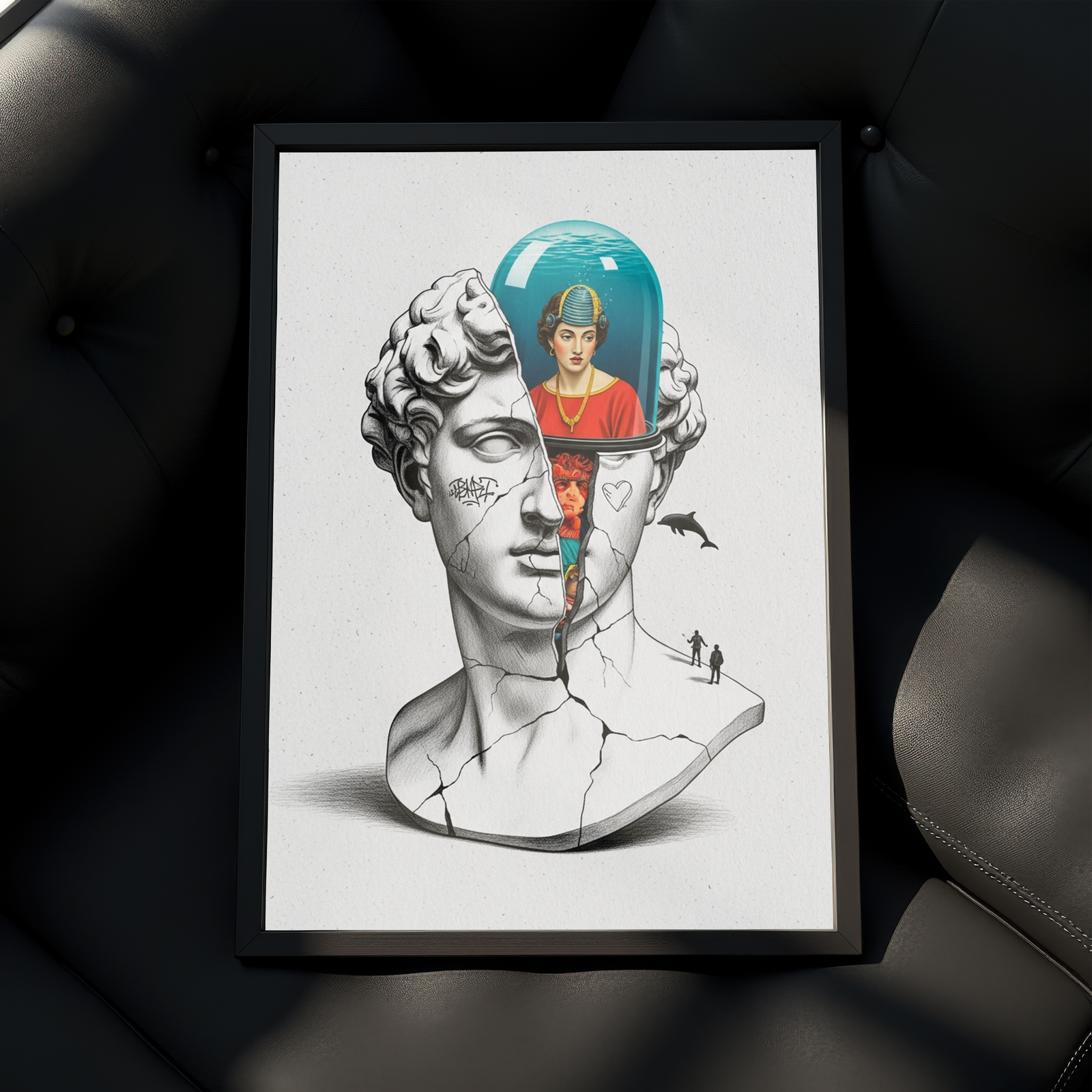 Aquarium Mind — Surreal David Bust Wall Art Print