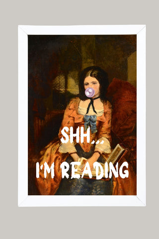 She is Reading Wall Art Print — Book Lover Feminine Quote Poster