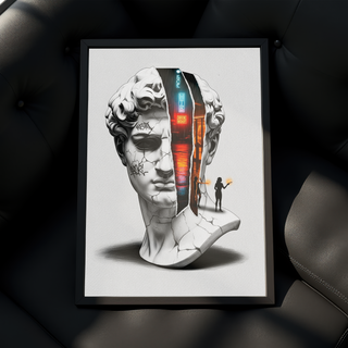 Neon Noir — Surreal David Bust Wall Art Print