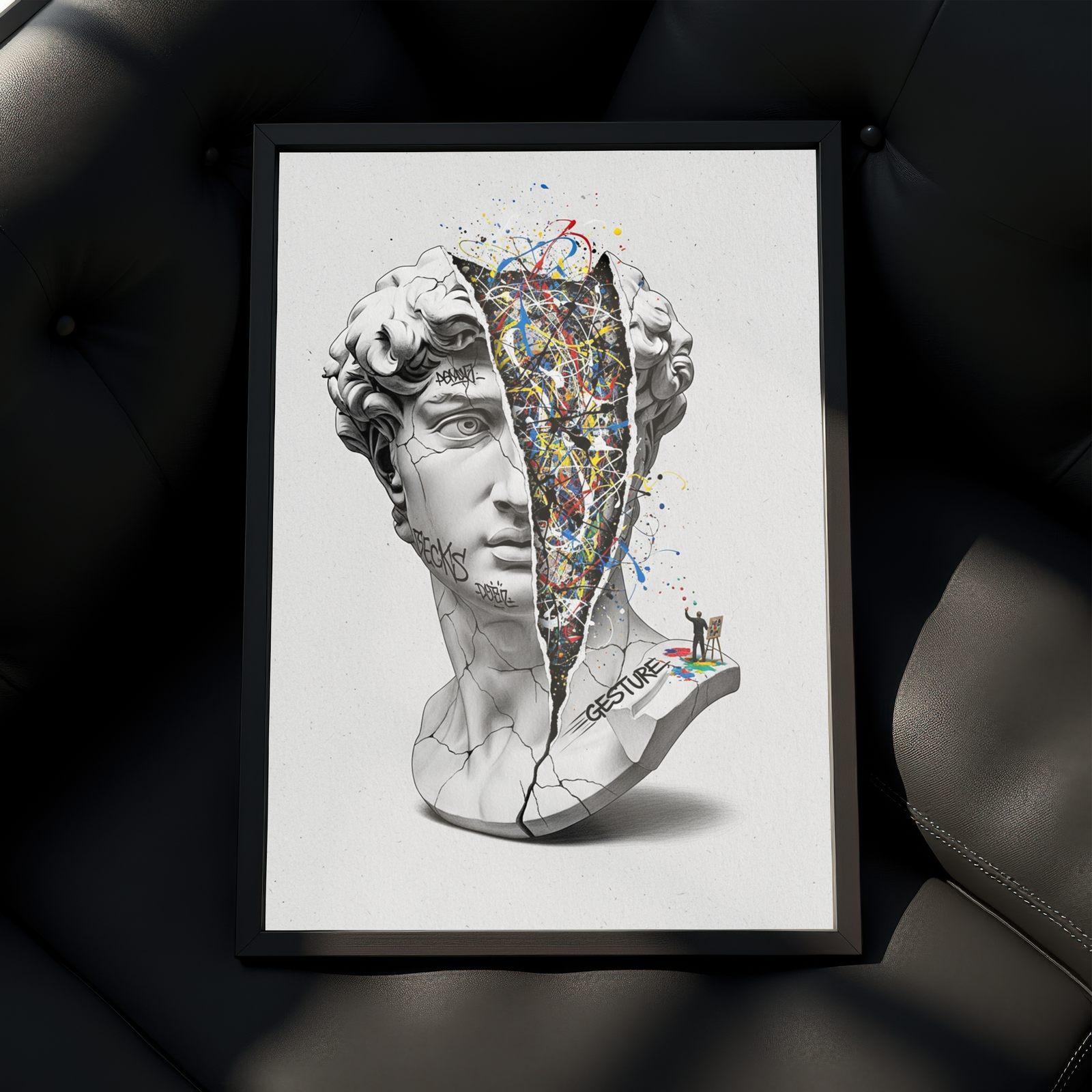 Gesture Pollock — Surreal David Bust Wall Art Print