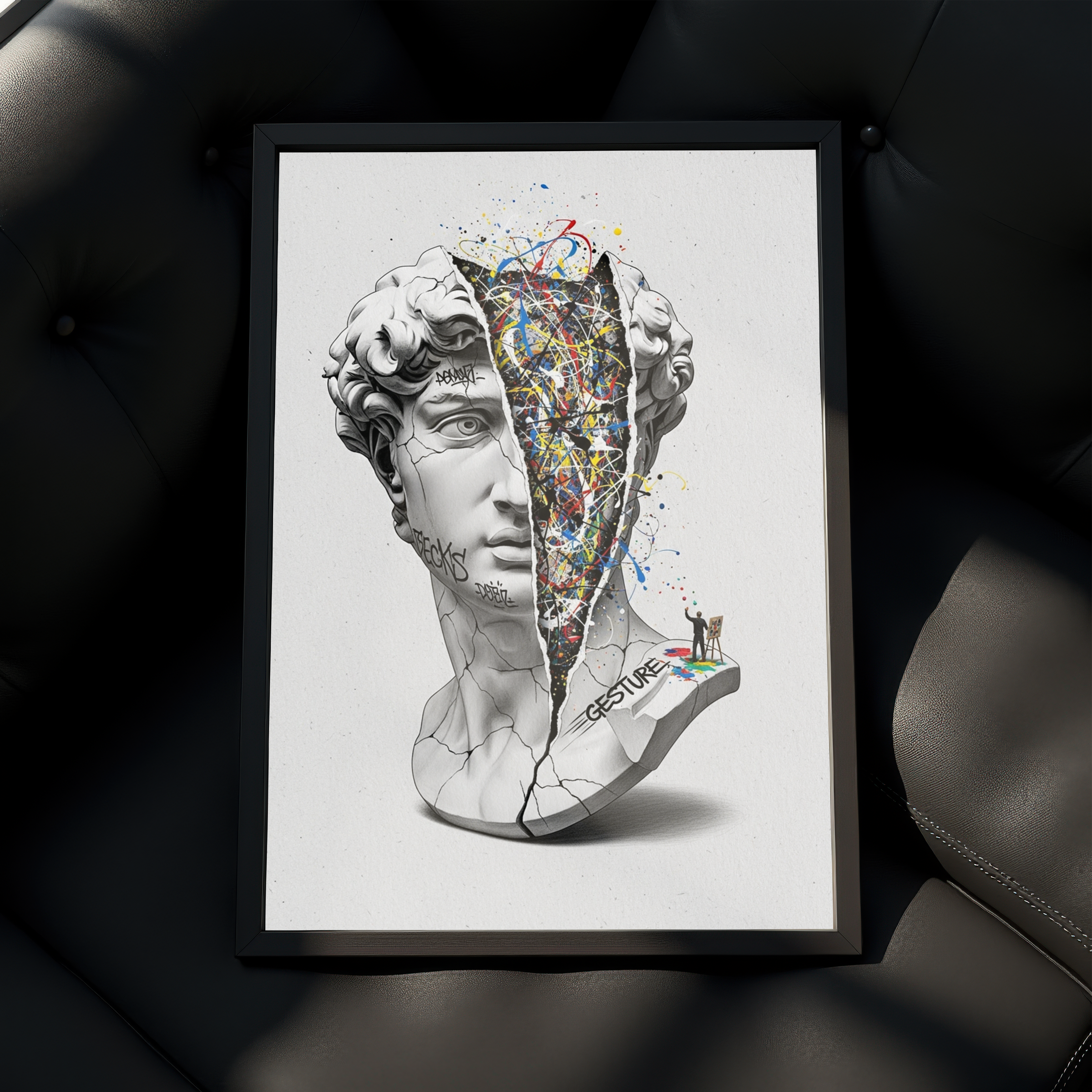 Gesture Pollock — Surreal David Bust Wall Art Print