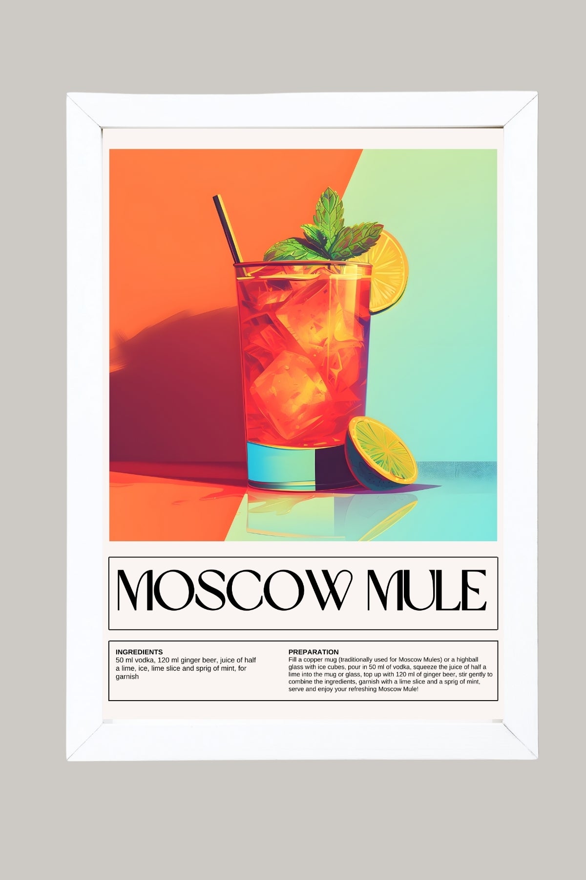 Moscow Mule Wall Art Print — Classic Vodka Ginger Cocktail Poster