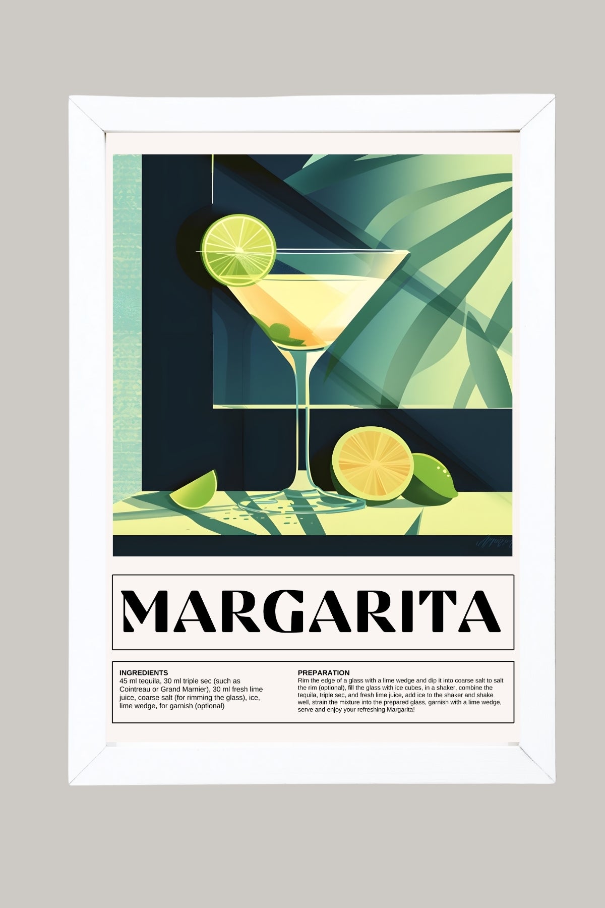 Margarita Wall Art Print — Classic Tequila Cocktail Poster