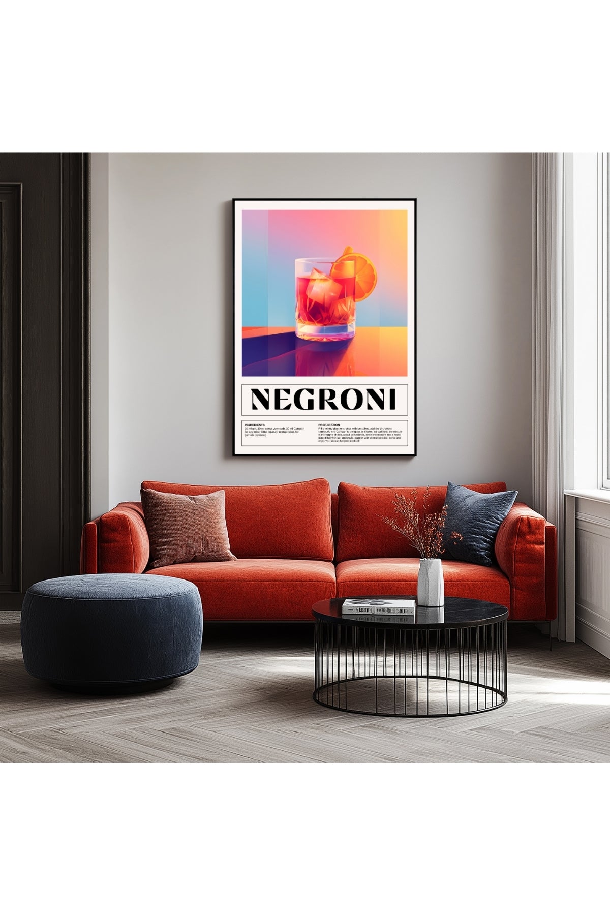 Negroni Wall Art Print — Italian Classic Cocktail Poster