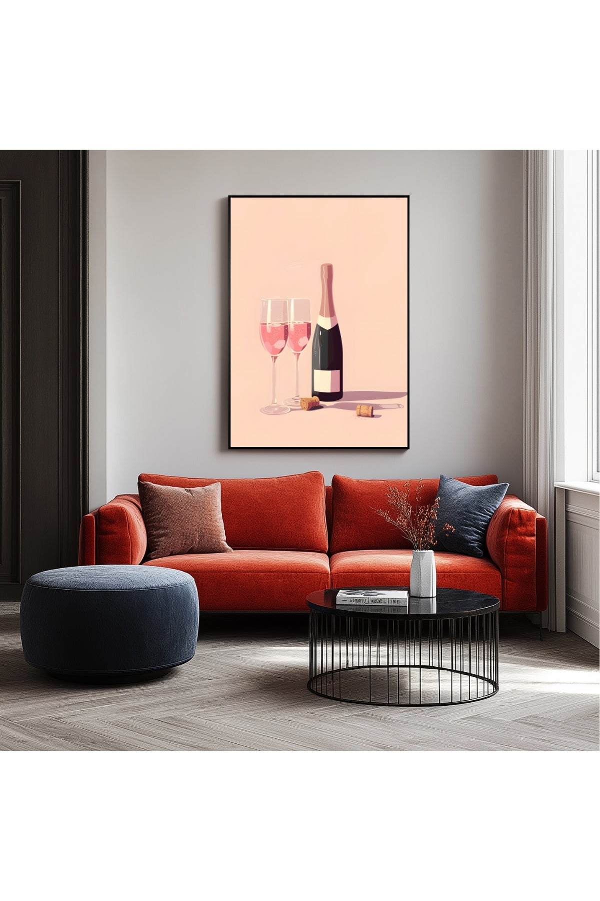Blush & Bubbles Wall Art Print — Pink Champagne Aesthetic Poster