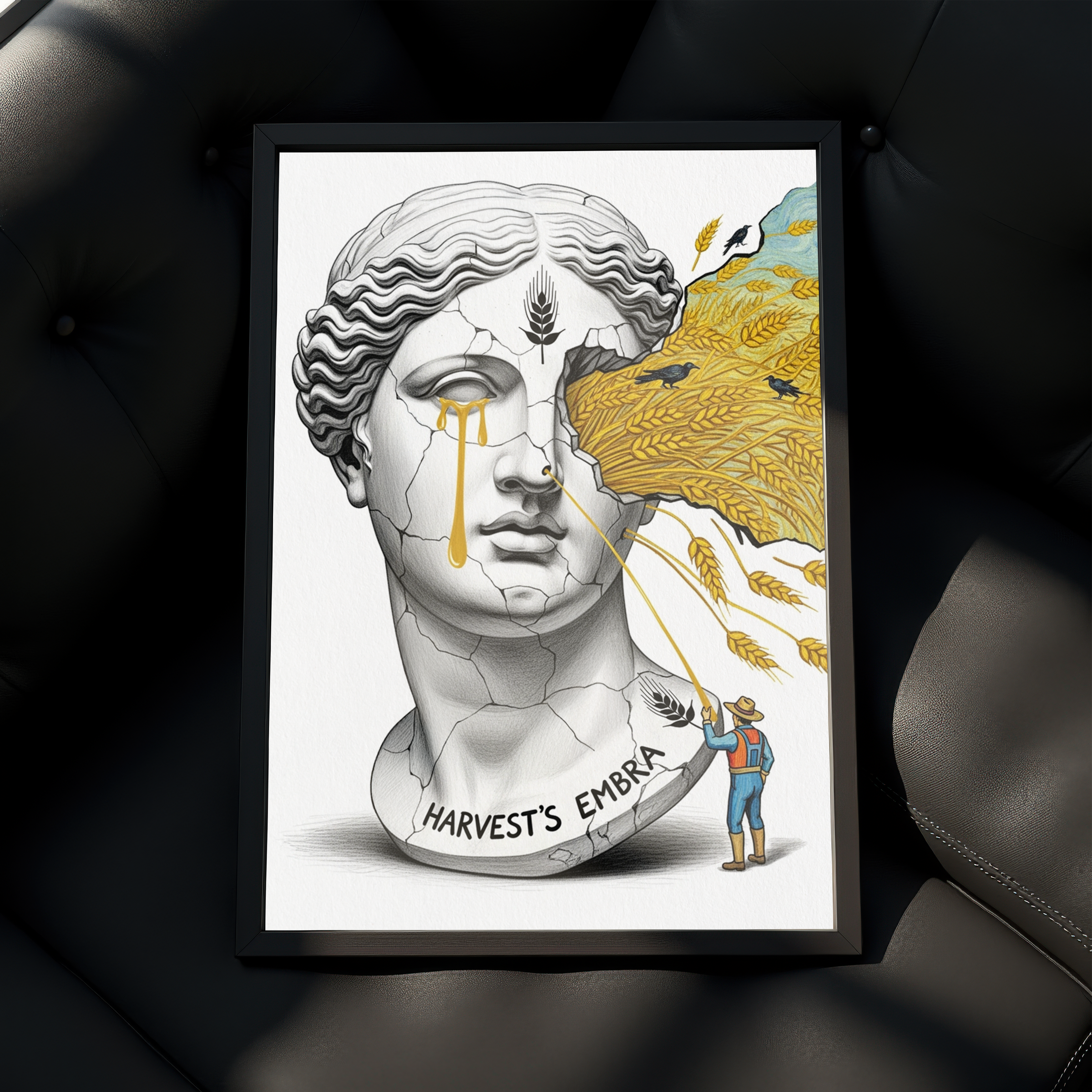 Harvest's Embrace — Surreal Demeter Bust Wall Art Print
