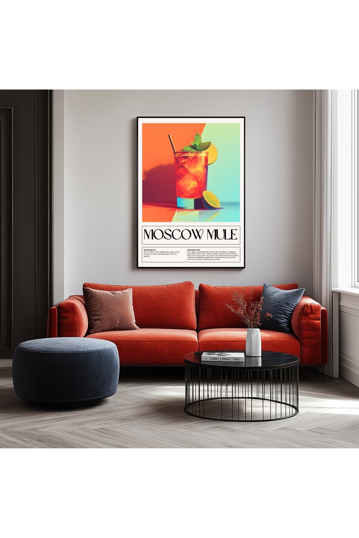 Moscow Mule Wall Art Print — Classic Vodka Ginger Cocktail Poster