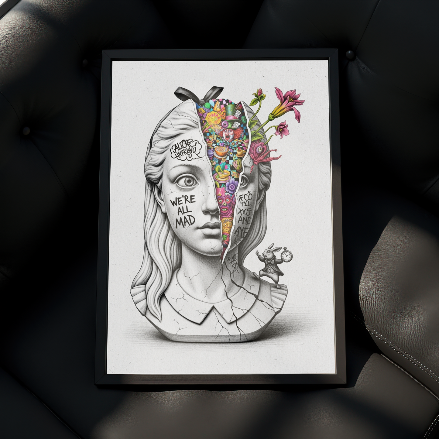 We're All Mad Here: Alice Tablo Boyutlarında ve Yüksek Kaliteli Poster