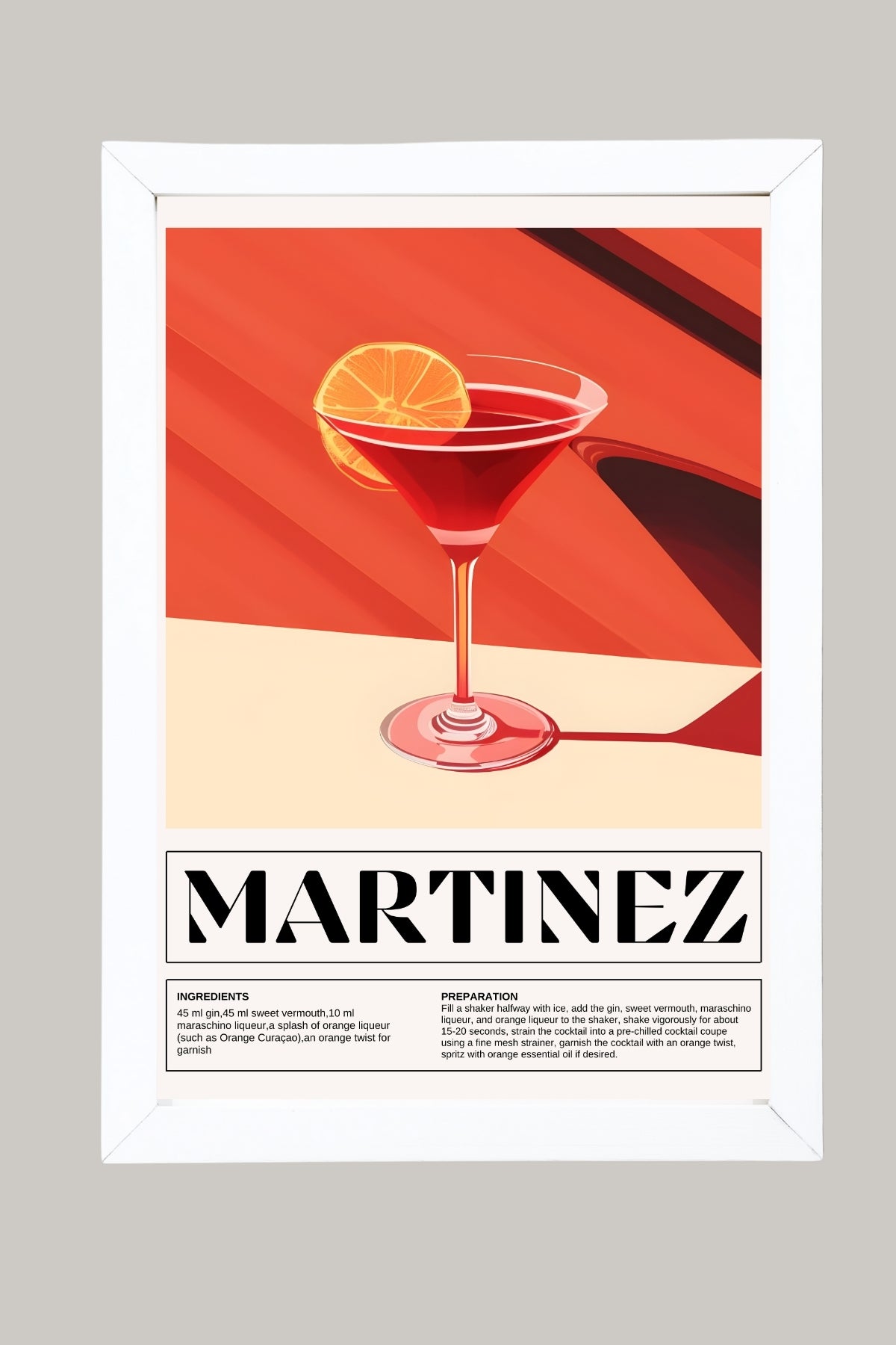 Martinez Wall Art Print — Vintage Pre-Prohibition Cocktail Poster