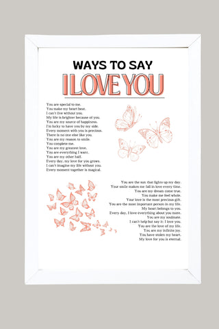 Ways to Say I Love You Wall Art Print — Multilingual Love Quote Poster