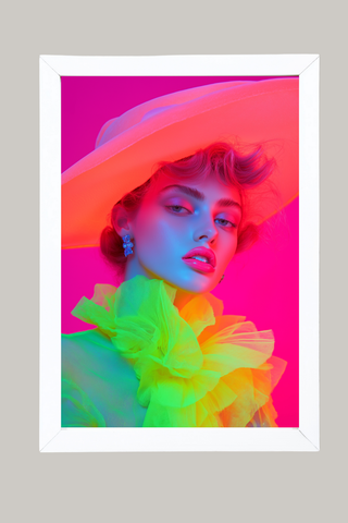 Hat and Hues Wall Art Print — Neon Pop Portrait Poster