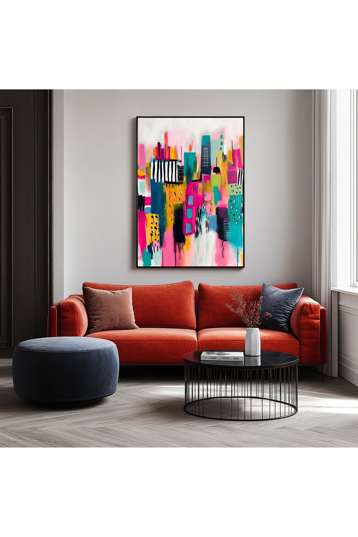 Neon Cityscape Wall Art Print — Urban Skyline Poster