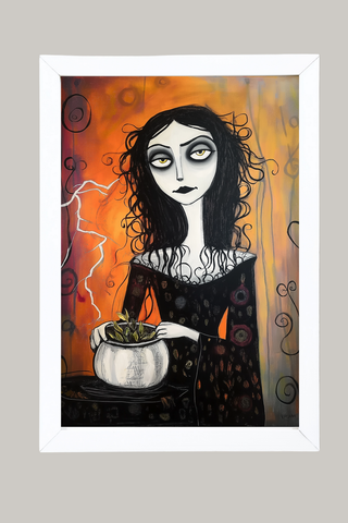 Gothic Gardener Wall Art Print — Dark Botanical Portrait Poster