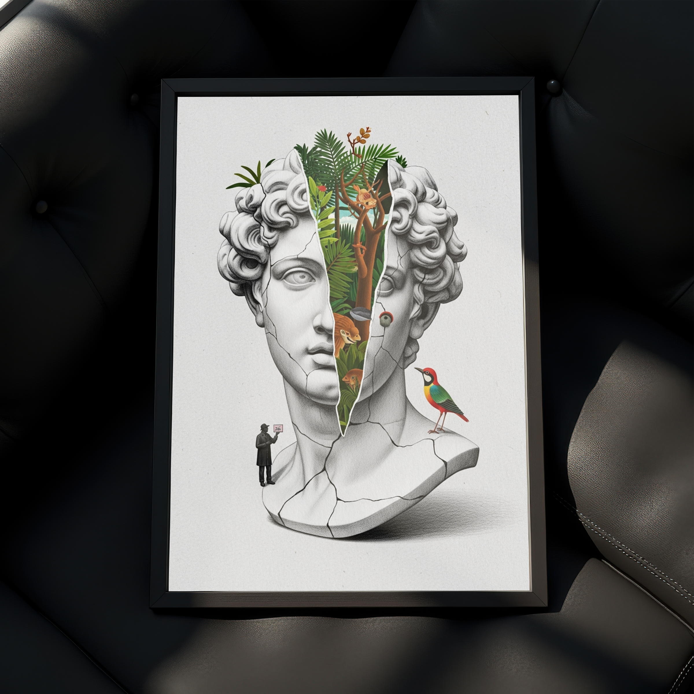 Nature Collage — Surreal Apollo Bust Wall Art Print