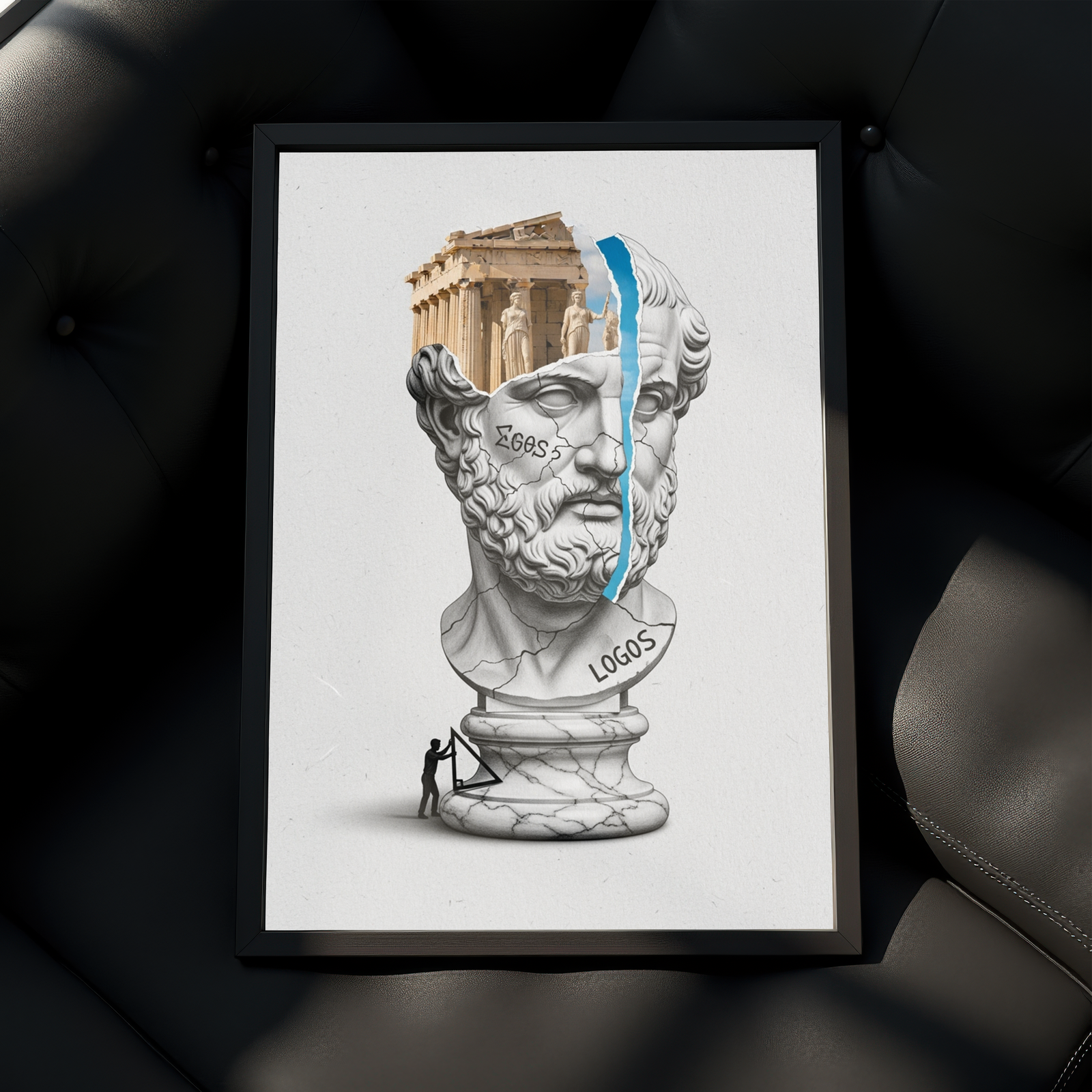 Logos Parthenon — Surreal Philosopher Bust Wall Art Print