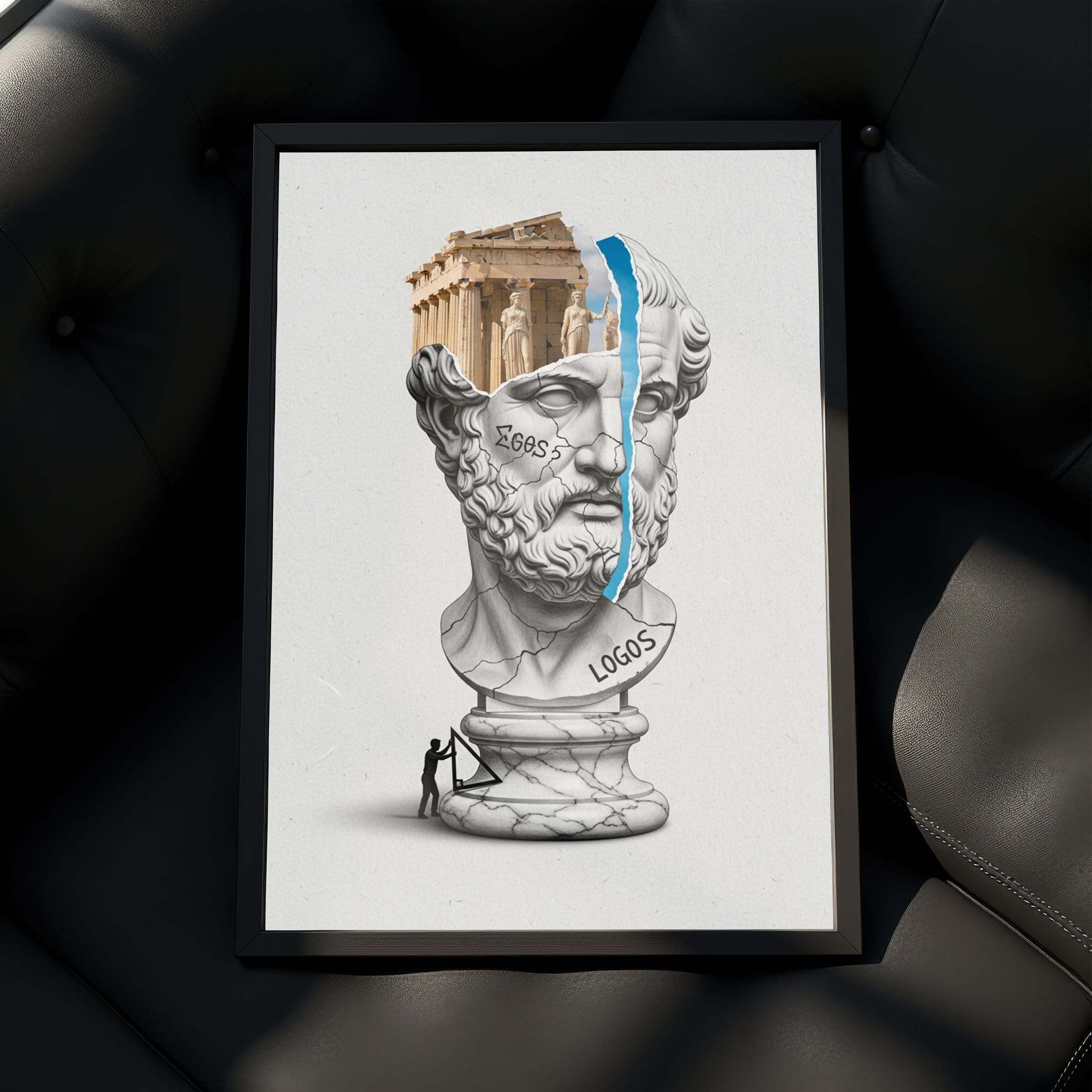 Logos Parthenon — Surreal Philosopher Bust Wall Art Print