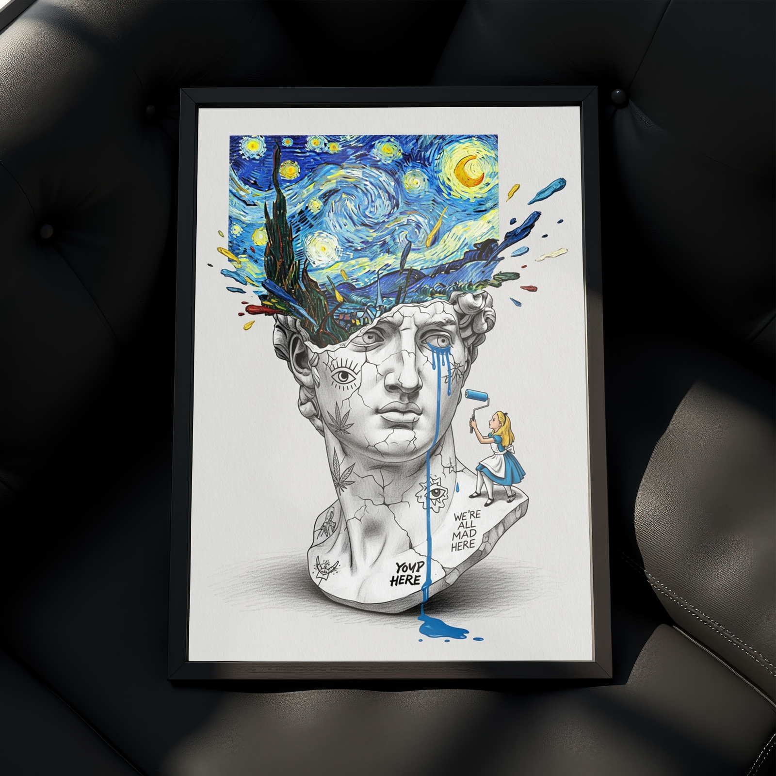 We're All Mad Here Van Gogh — Surreal Self-Portrait Wall Art Print