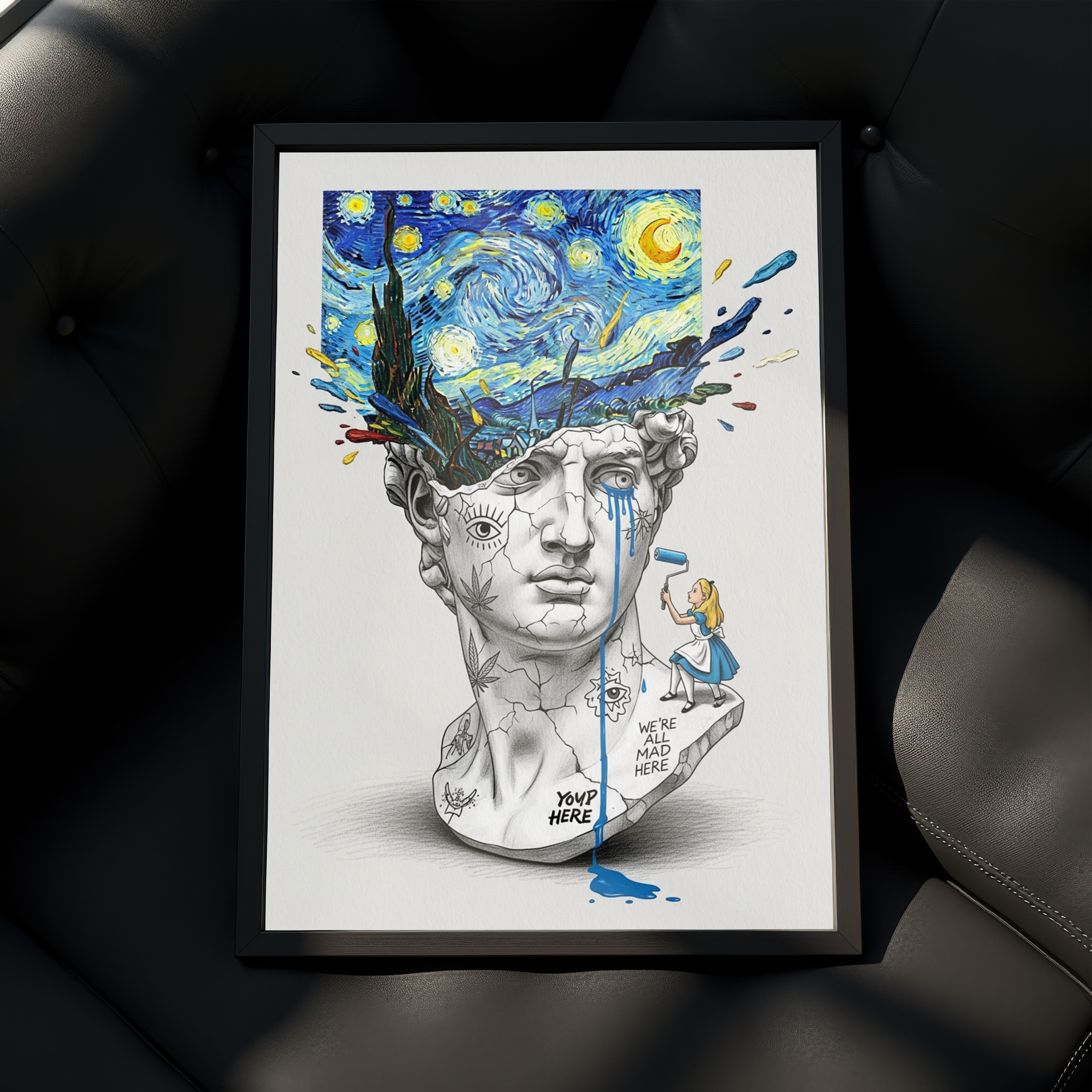 We're All Mad Here Van Gogh — Surreal Self-Portrait Wall Art Print