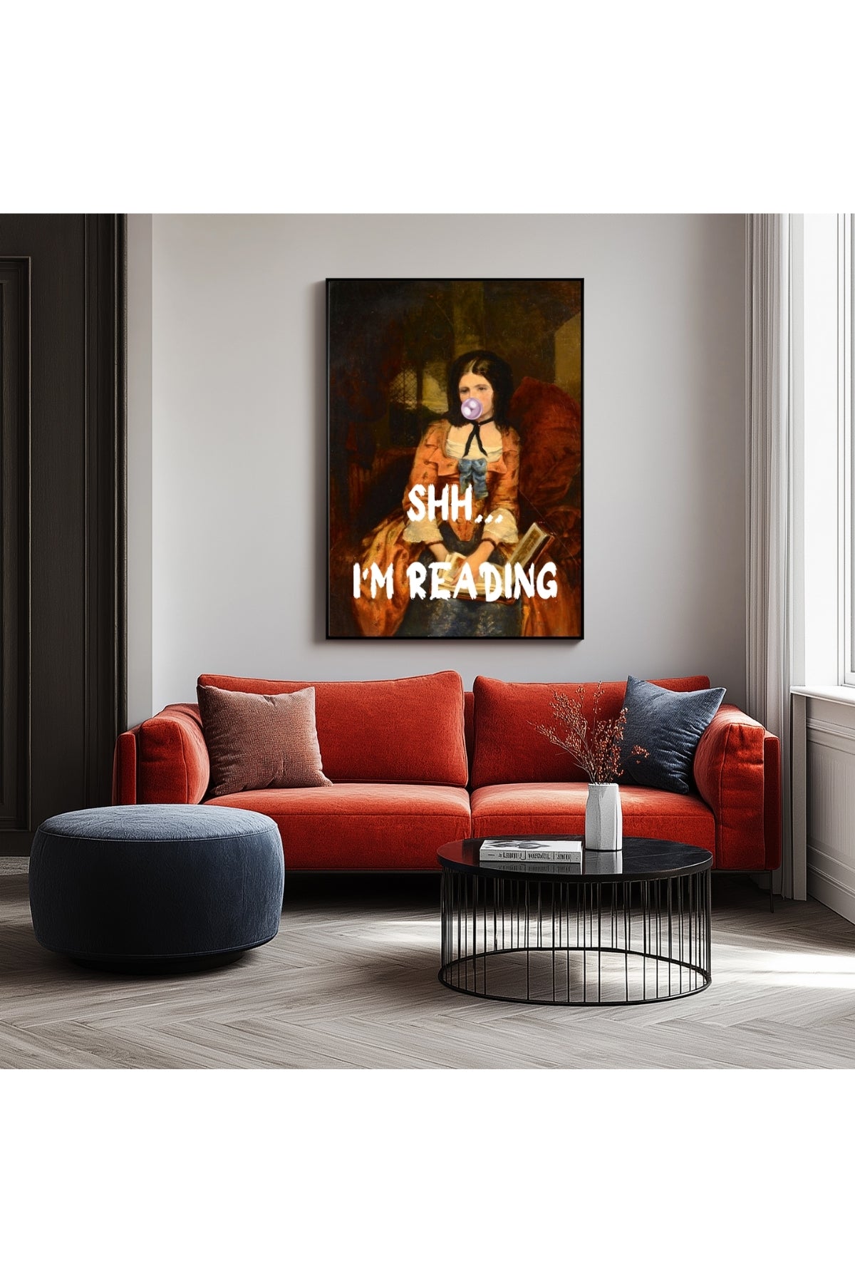 She is Reading Wall Art Print — Book Lover Feminine Quote Poster