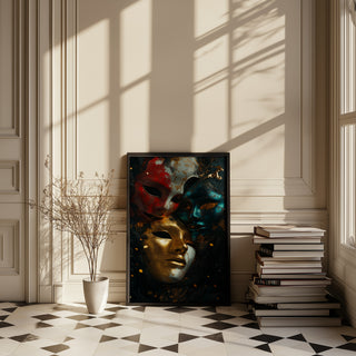 Chromatic Masks Wall Art Print — Mystical Three Masks Poster