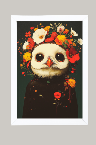 Blossom Bird Wall Art Print — Botanical Floral Bird Illustration Poster