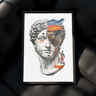 The Scream David — Surreal Renaissance Bust Wall Art Print