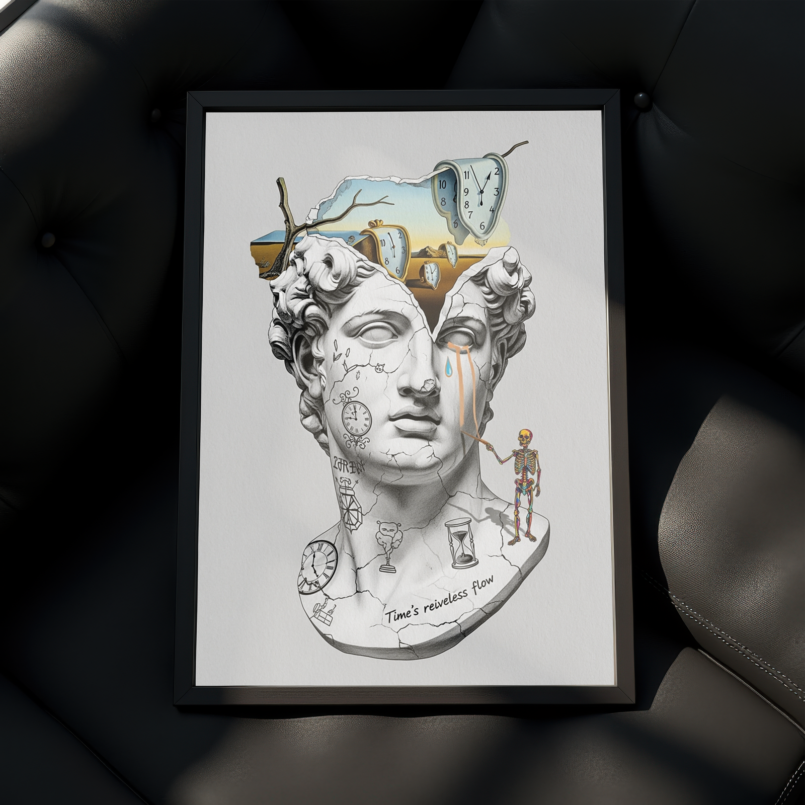 Flow of Time Dali — Surreal Melting Clocks Wall Art Print