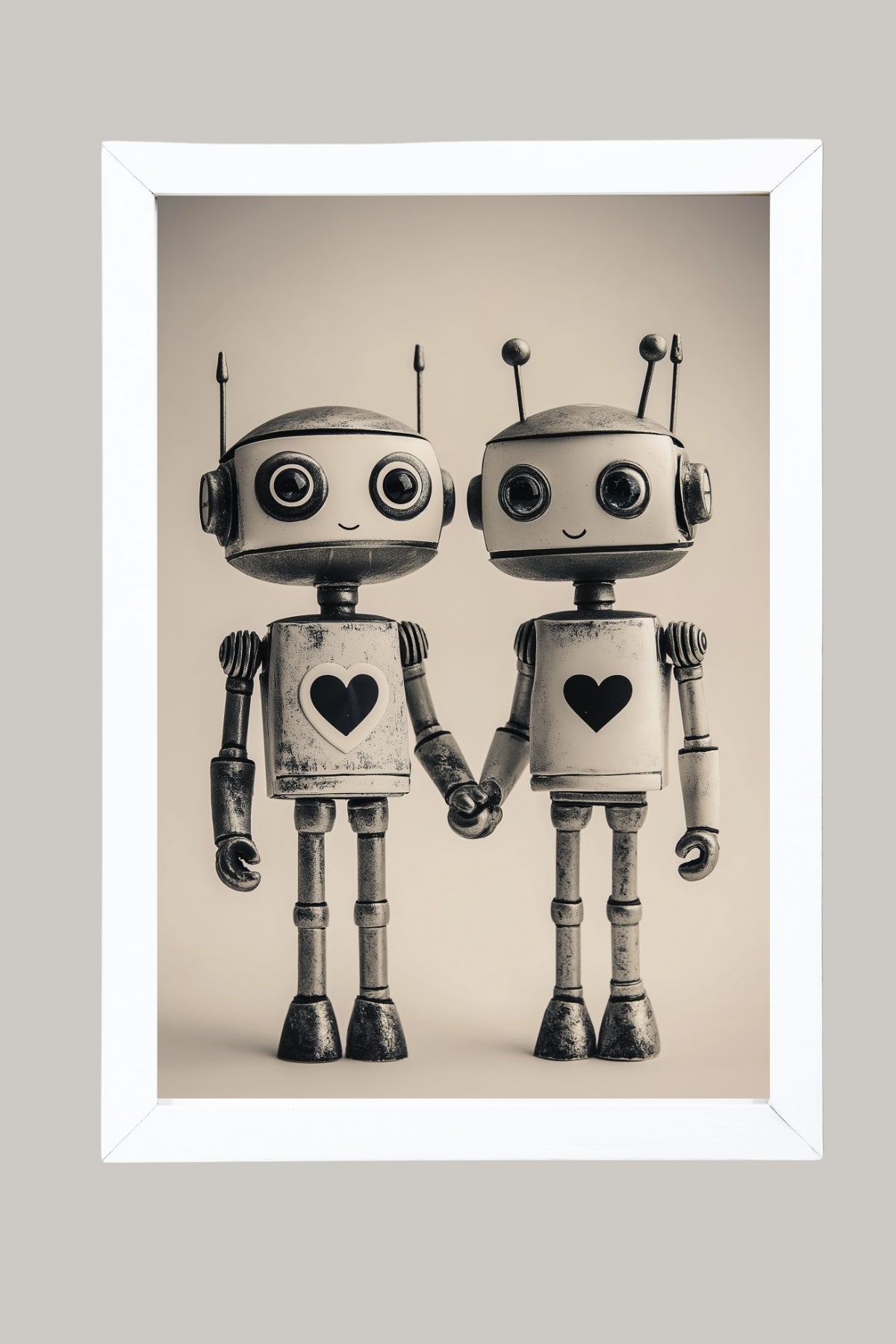 Mechanical Hearts Wall Art Print — Industrial Robot Love Poster