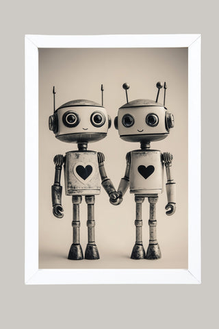 Mechanical Hearts Wall Art Print — Industrial Robot Love Poster