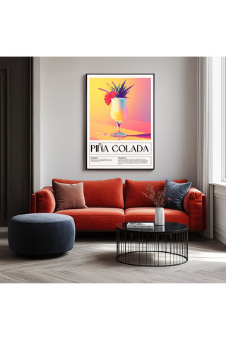Pina Colada Wall Art Print — Tropical Coconut Rum Cocktail Poster