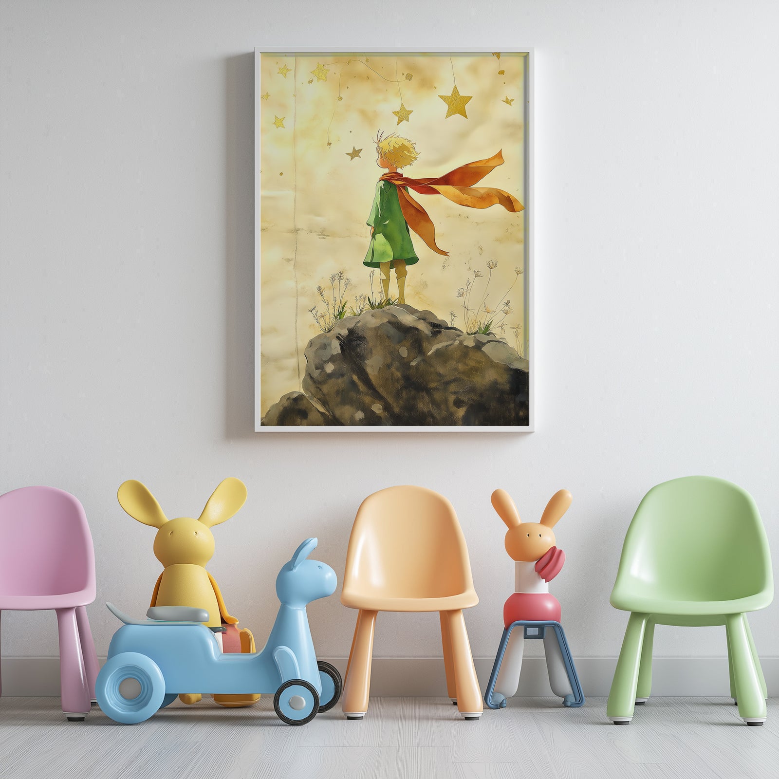 Innocence in Stars Wall Art Print — Dreamy Celestial Romance Poster