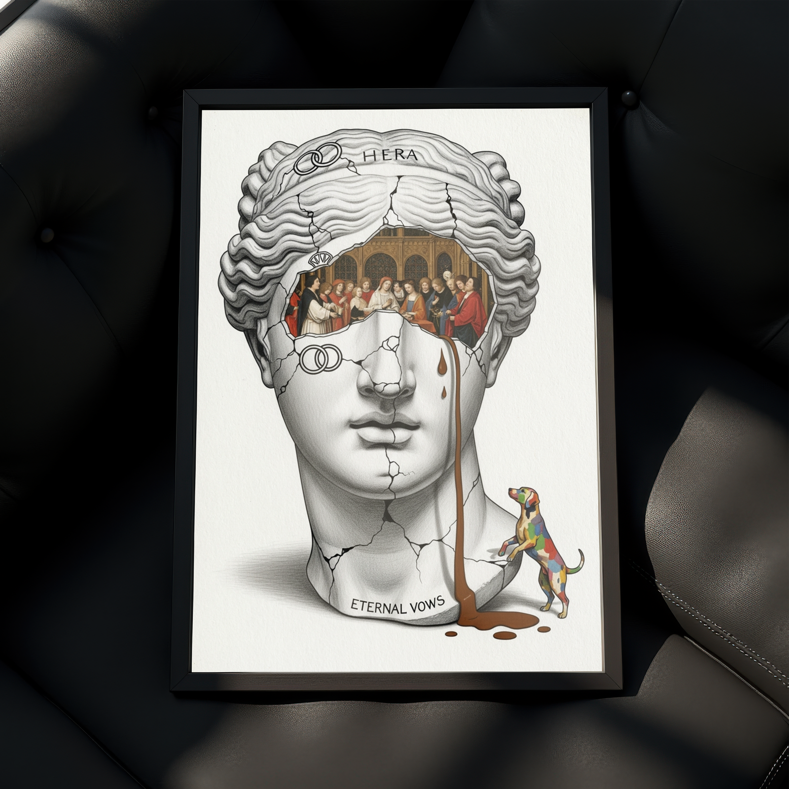 Hera Eternal Vows — Surreal Goddess Bust Wall Art Print