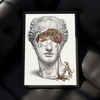 Hera Eternal Vows — Surreal Goddess Bust Wall Art Print
