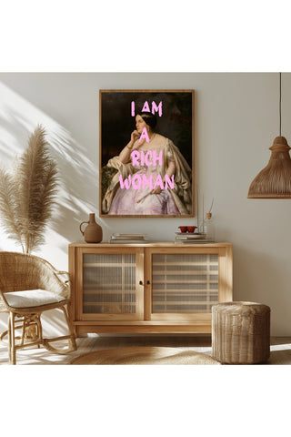 I Am Rich Woman Wall Art Print — Abundance Manifestation Quote Poster