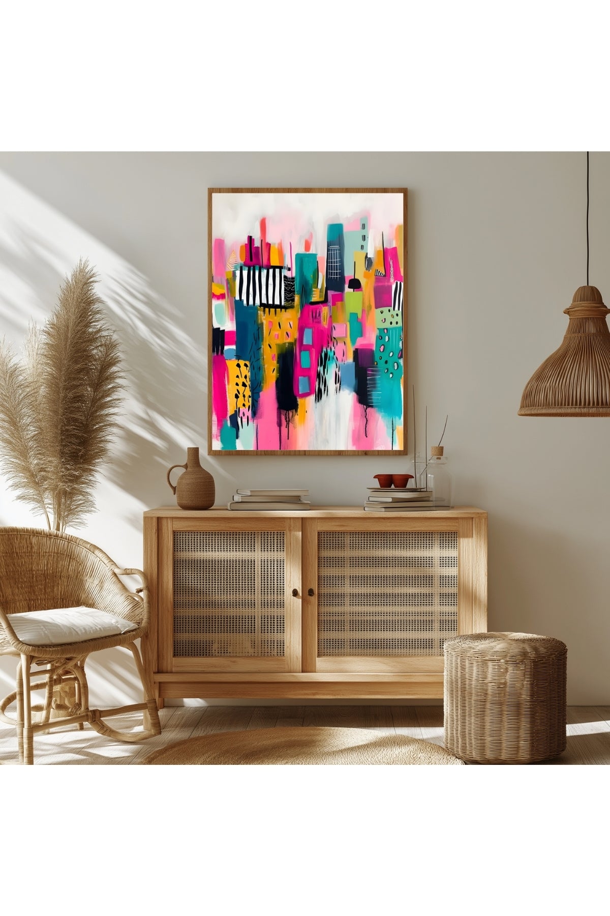 Neon Cityscape Wall Art Print — Urban Skyline Poster