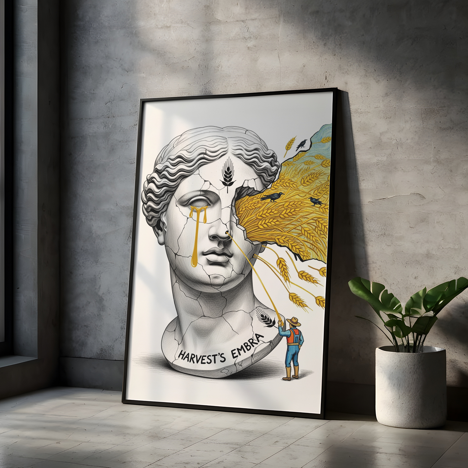 Harvest's Embrace — Surreal Demeter Bust Wall Art Print
