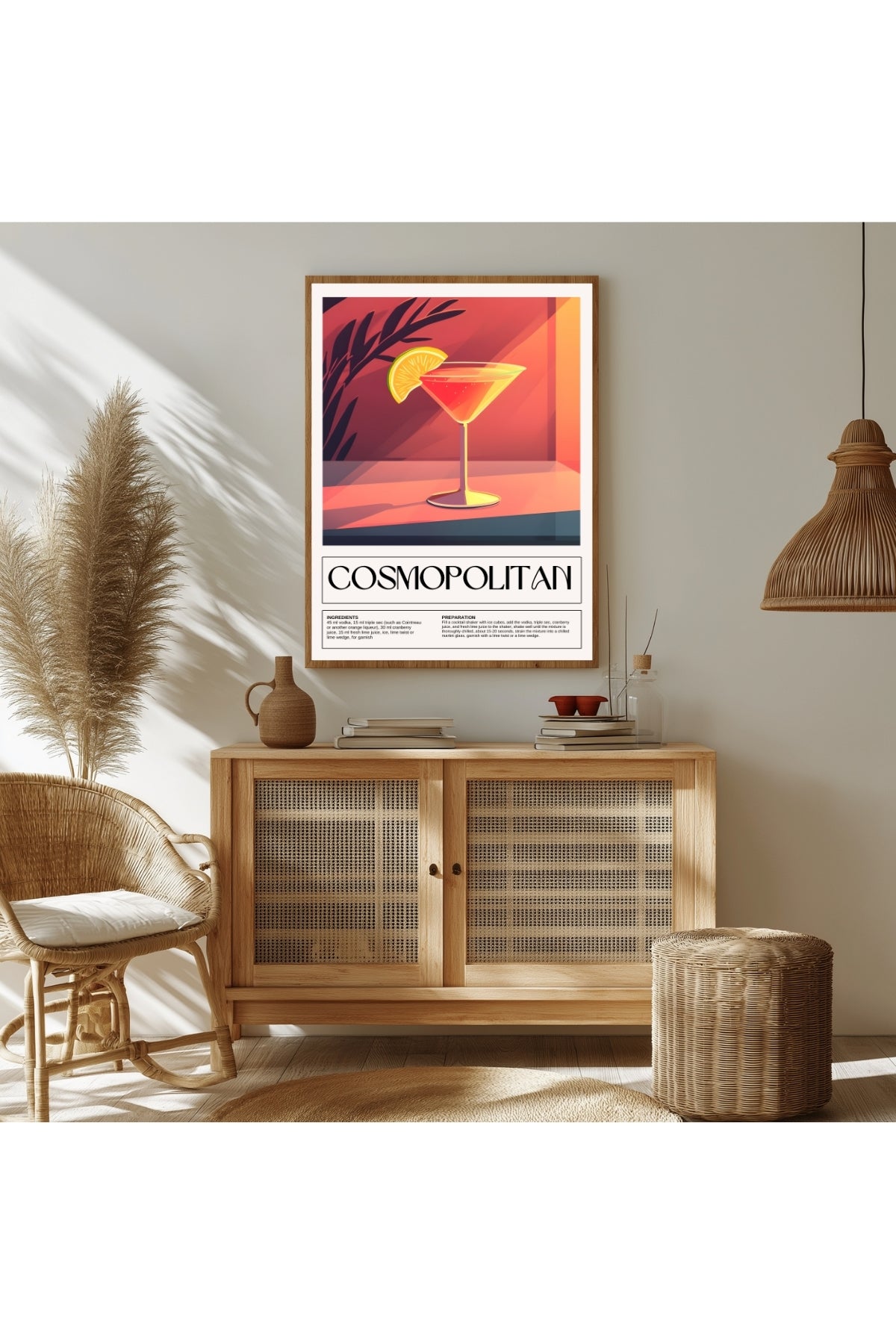 Cosmopolitan Wall Art Print — Pink Cocktail Poster