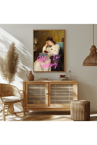 Ssh I'm Reading Wall Art Print — Book Lover Quiet Quote Poster