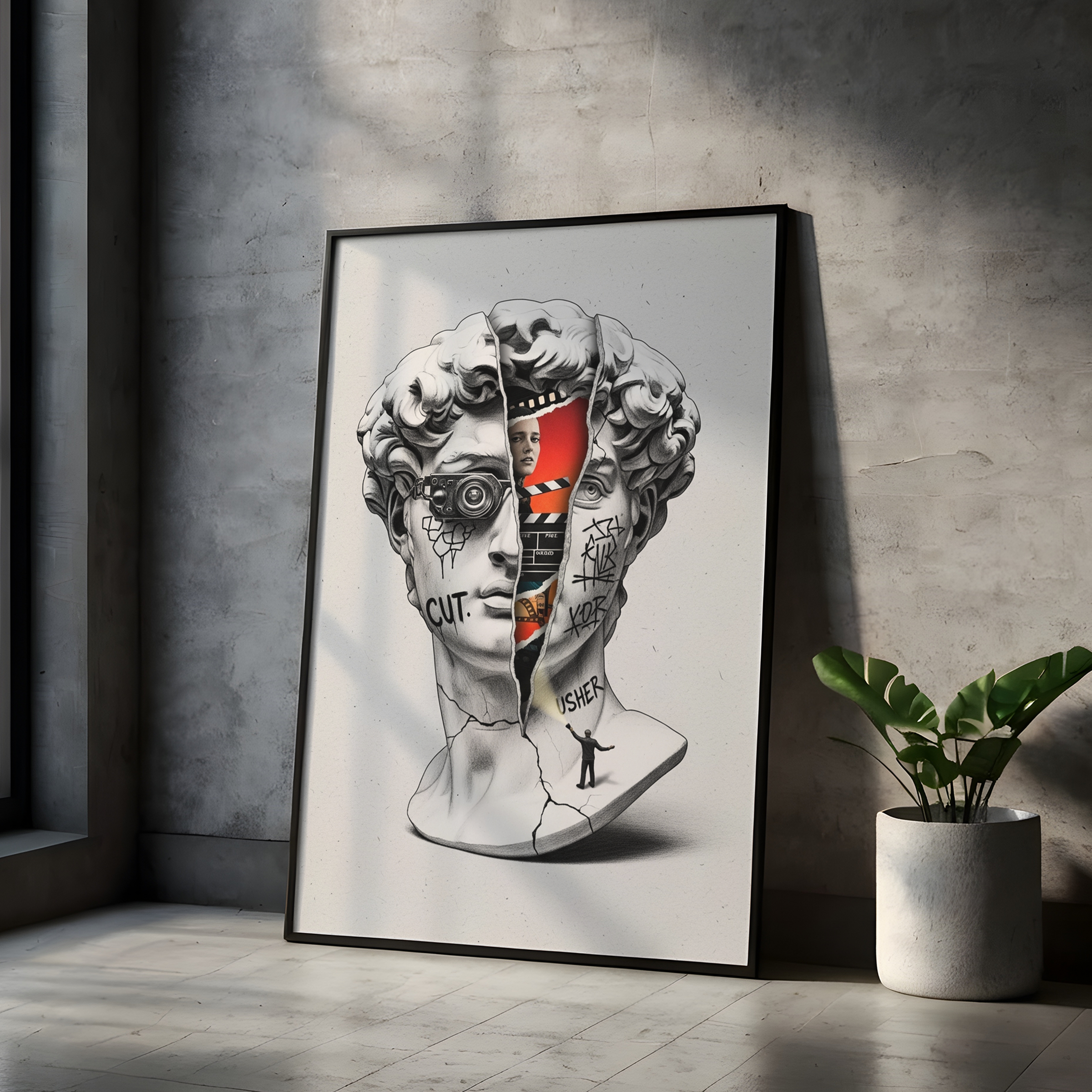 Cut! Cinema — Surreal David Bust Wall Art Print