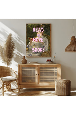 Read More Books Wall Art Print — Book Lover Reading Quote Poster