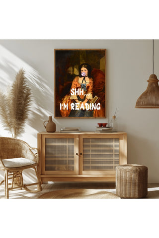 She is Reading Wall Art Print — Book Lover Feminine Quote Poster