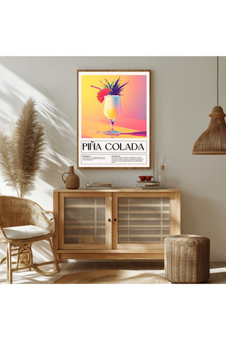Pina Colada Wall Art Print — Tropical Coconut Rum Cocktail Poster