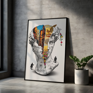 Anxiety & Faith — Surreal David Bust Wall Art Print