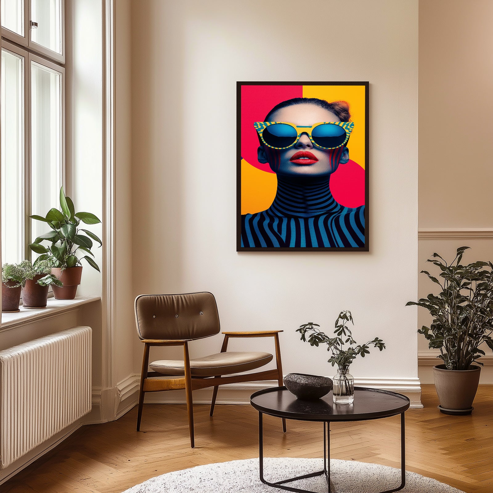 Electric Elegance Wall Art Print — Bold Pop Portrait Poster