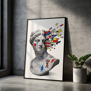 Mondrian Explosion — Surreal Venus Bust Wall Art Print